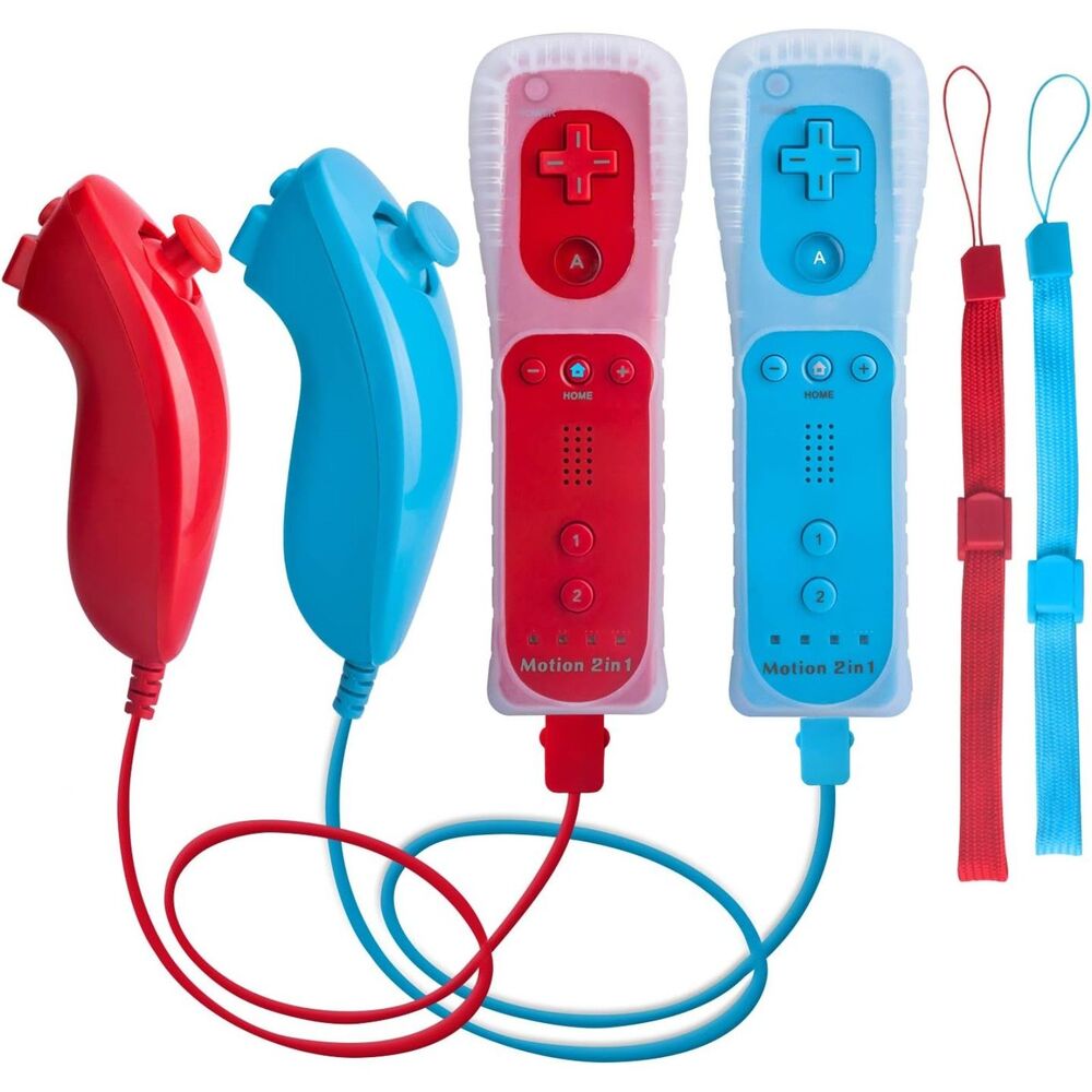 TechKen 2-Pack Wii Remote Controllers with Built-in Motion Plus & Nunchuks